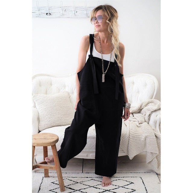 Retro Linen Overalls Strapless Jumpsuit Mssza