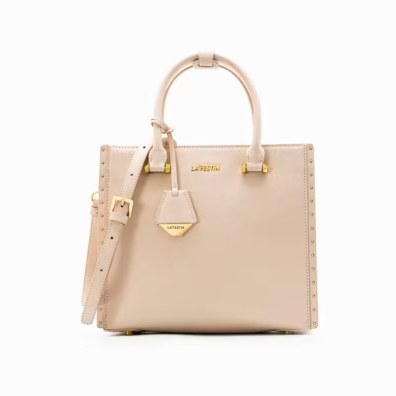 Retro Rivet Leather Large Capacity Cross Shoulder Casual Tote Bags Mssza