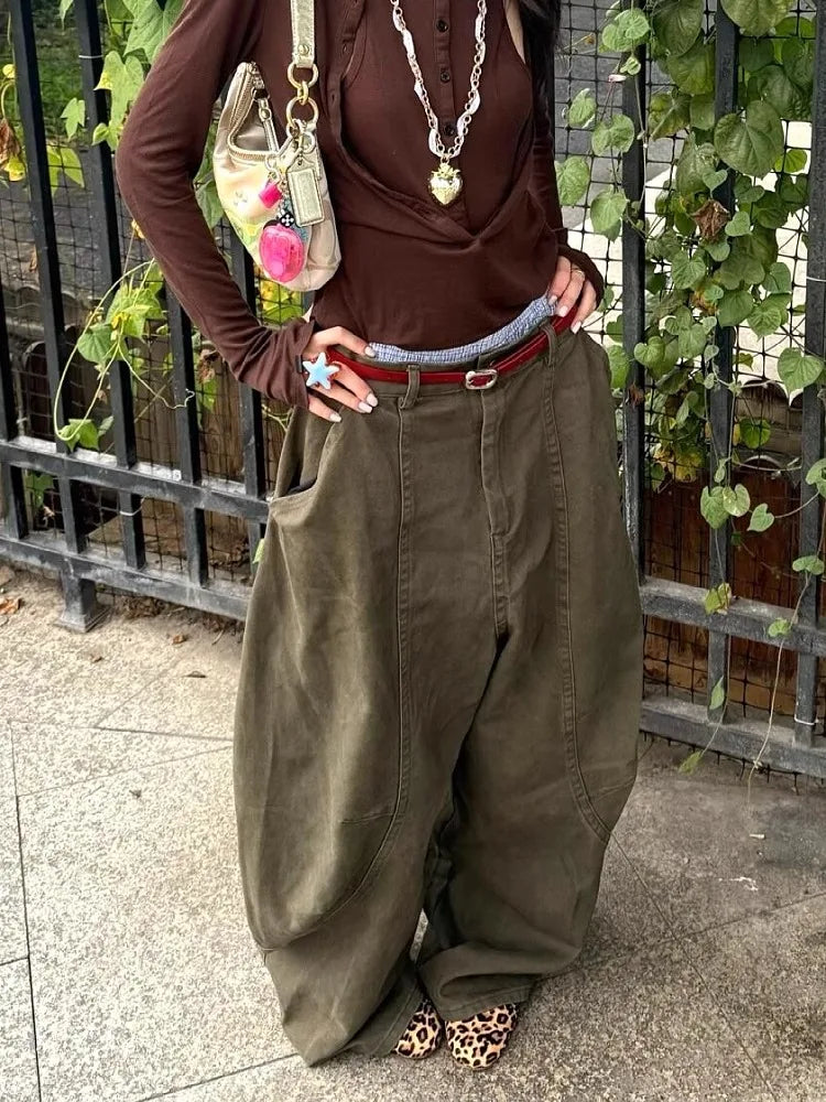 Retro Military Curved Knife Work Street High-End Relaxed Casual Floor Pants Mssza