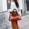 Retro Minimalist Atmosphere Large-Capacity Wide Shoulder Strap Solid Color Tote Bag Mssza