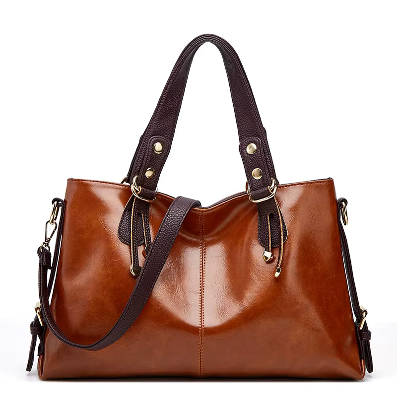 Retro Minimalist Atmosphere Large-Capacity Wide Shoulder Strap Solid Color Tote Bag Mssza