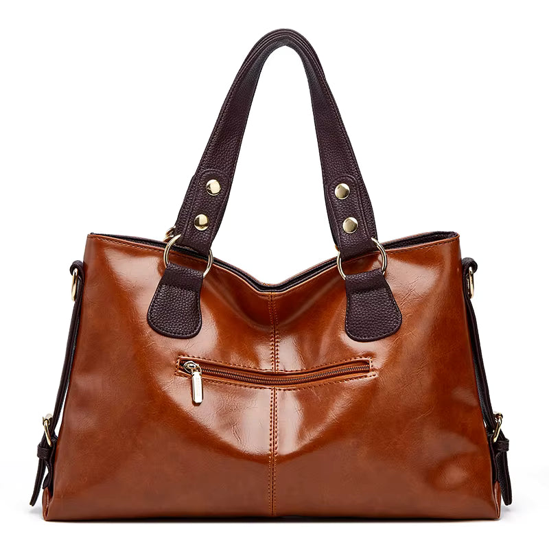Retro Minimalist Atmosphere Large-Capacity Wide Shoulder Strap Solid Color Tote Bag Mssza