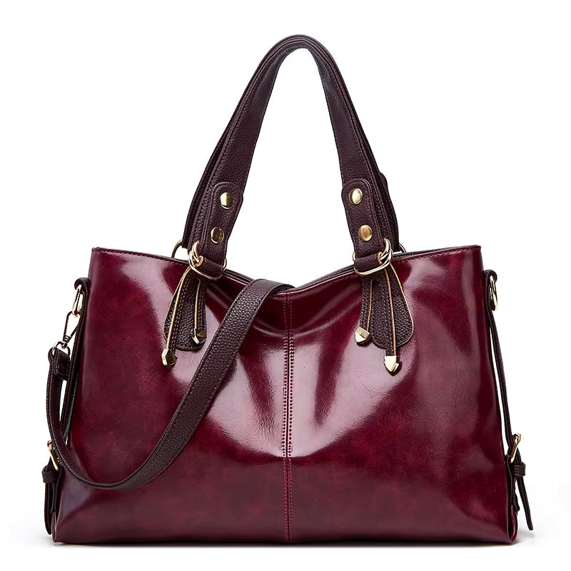 Retro Minimalist Atmosphere Large-Capacity Wide Shoulder Strap Solid Color Tote Bag Mssza