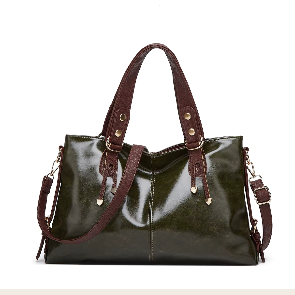 Retro Minimalist Atmosphere Large-Capacity Wide Shoulder Strap Solid Color Tote Bag Mssza