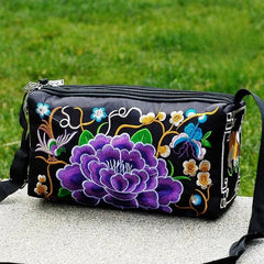 Retro Multi Floral Embroidery Bohemia Ethnic Canvas Small Messenger Shoulder Coin Purse Handbags Bag Mssza