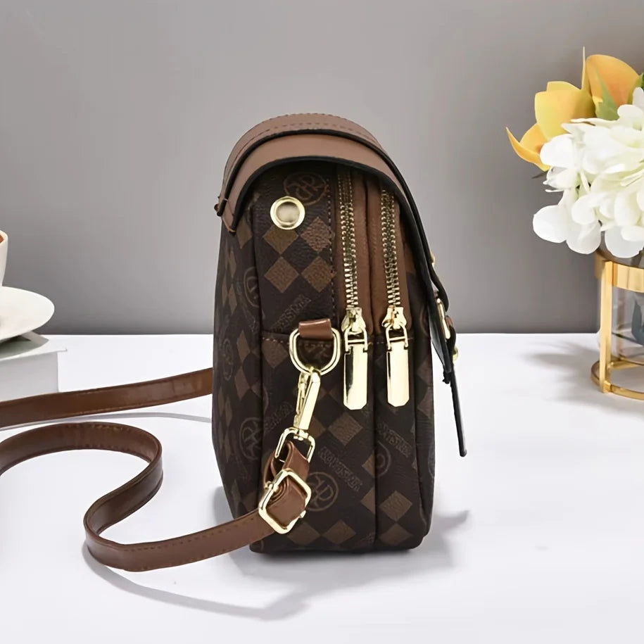 Retro Multi Layer Phone Small Lightweight Single Purse Travel Everyday Use Shoulder Crossbody Bag Mssza