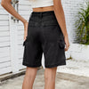Retro Multi-pocket Cargo High Waist Loose Straight Wide Leg Jean Short Mssza