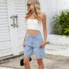 Retro Multi-pocket Cargo High Waist Loose Straight Wide Leg Jean Short Mssza