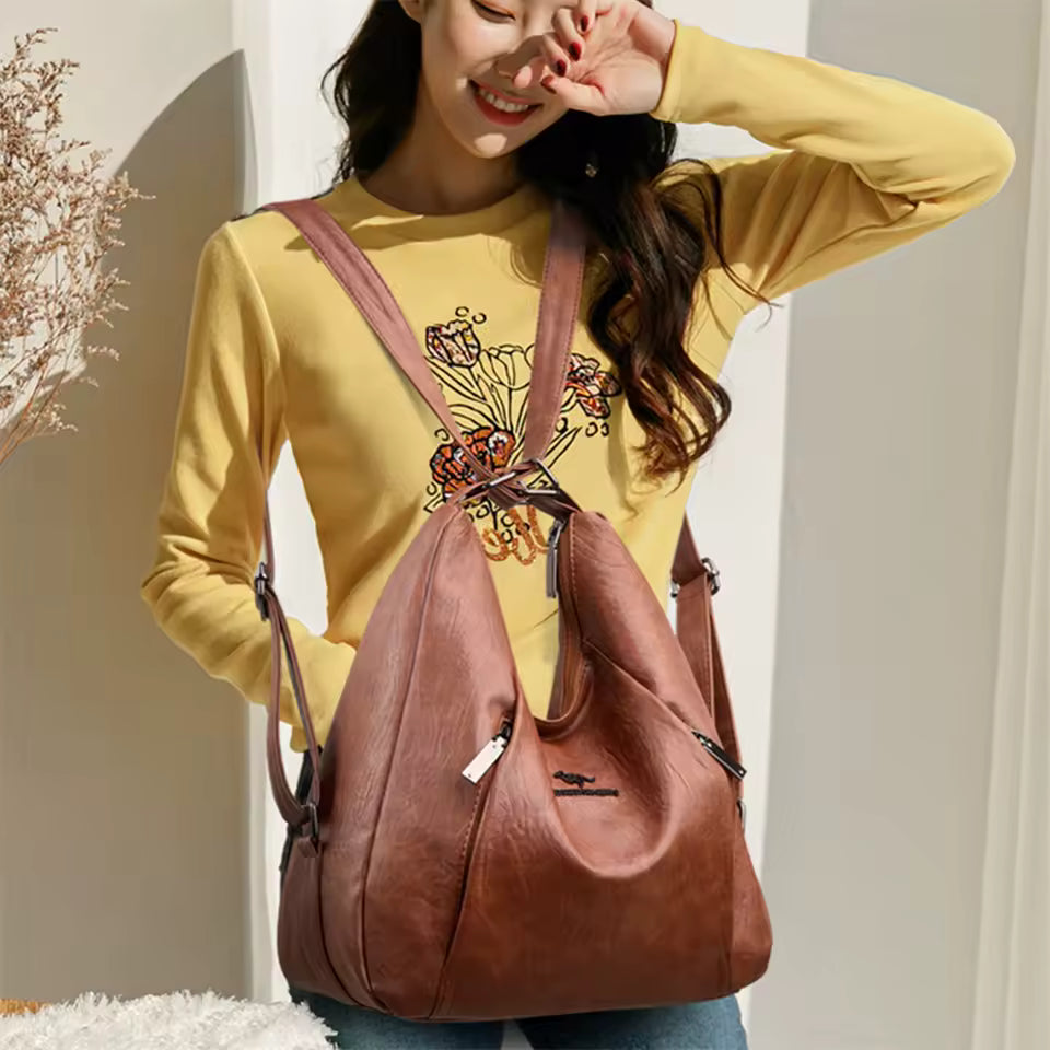 Retro Multifunction Designer Leather Large Capacity Totes Handbags Mssza