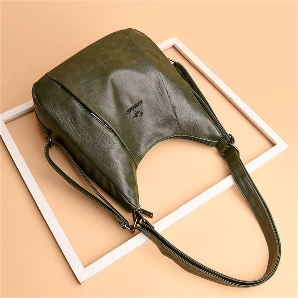 Retro Multifunction Designer Leather Large Capacity Totes Handbags Mssza
