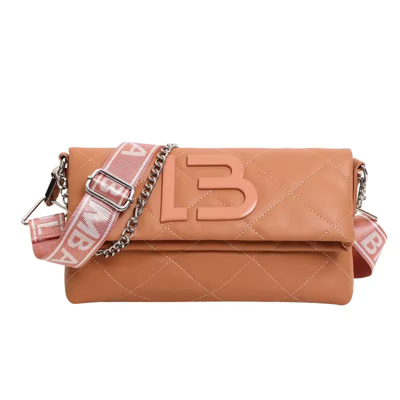 Retro PU Leather Large Capacity Square Simple Chain Shoulder Crossbody Bag Mssza