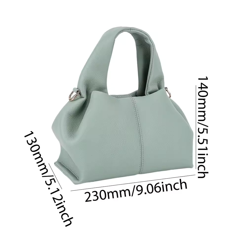 Retro PU Leather Solid Color Dumpling Removable Strap Clutch Soft Cloud Crossbody Bag Mssza