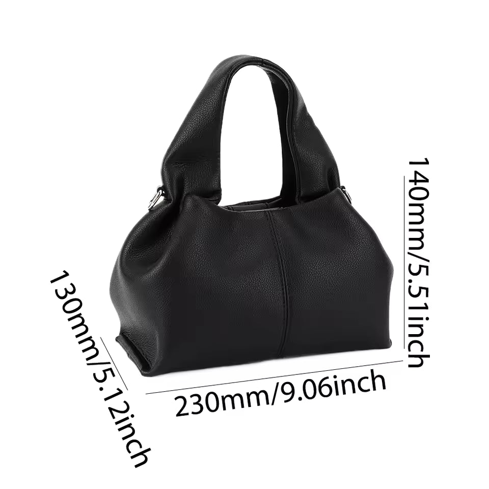 Retro PU Leather Solid Color Dumpling Removable Strap Clutch Soft Cloud Crossbody Bag Mssza