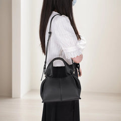 Retro PU Leather Solid Color Dumpling Removable Strap Clutch Soft Cloud Crossbody Bag Mssza