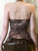 Retro Print Beading Halter Chic Trendy Slim Fit Spliced Tanks Top Mssza