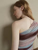 Retro Single Shoulder Slant Shoulder Design Mesh Top Mssza