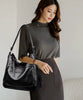 Retro Solid Color High Quality Soft Leather Shoulder Trendy Bucket Bag Mssza