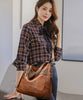 Retro Solid Color High Quality Soft Leather Shoulder Trendy Bucket Bag Mssza