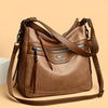 Retro Solid Color High Quality Soft Leather Shoulder Trendy Bucket Bag Mssza