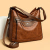 Retro Solid Color High Quality Soft Leather Shoulder Trendy Bucket Bag Mssza