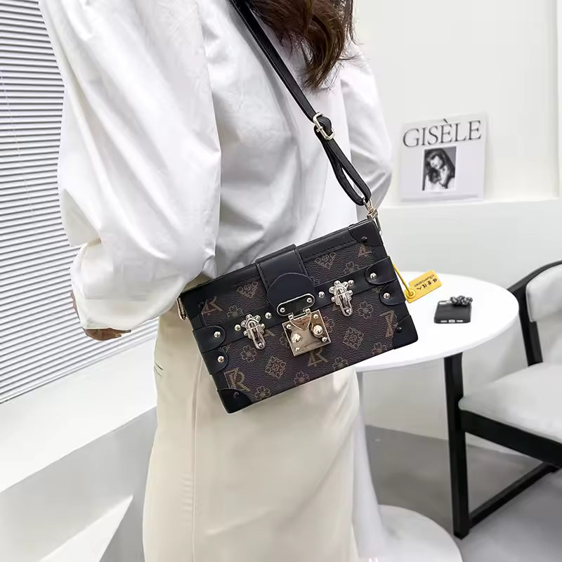 Retro Solid Small Box Shoulder Crossbody Bag Mssza