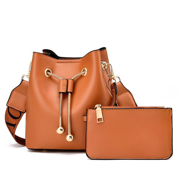 Retro Solid Pattern Totes PU Leather Bucket Bags Mssza