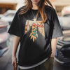 Retro Style Thunderbird Print Heavyweight Embroidered Short Sleeve T-Shirt Mssza