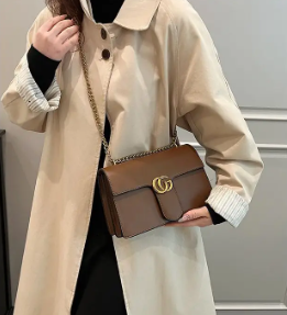 Retro Synthetic Leather Single Versatile Chain Small Square Shoulder Crossbody Bag Mssza