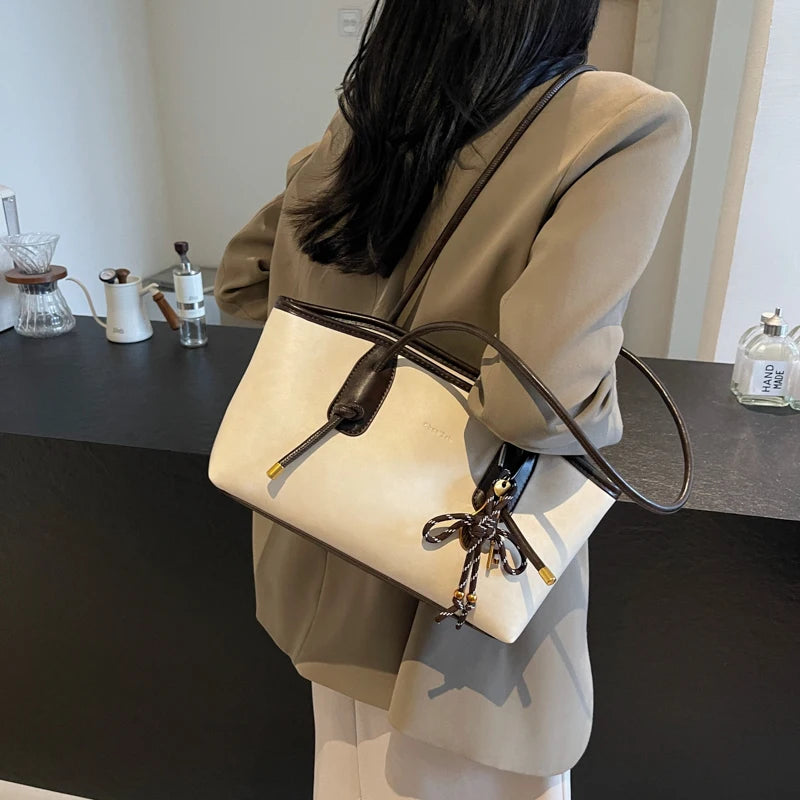 Casual Solid Retro Trend PU Leather Versatile Crossbody Shoulder Tote Bags Mssza