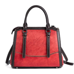 Retro Printed Large Capacity High-Quality Cowhide Handbag Mssza