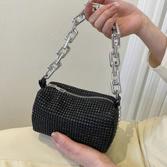 Rhinestone Bucket Sparkling Chain Ball Mini Hand-Held Crossbody Bag Mssza