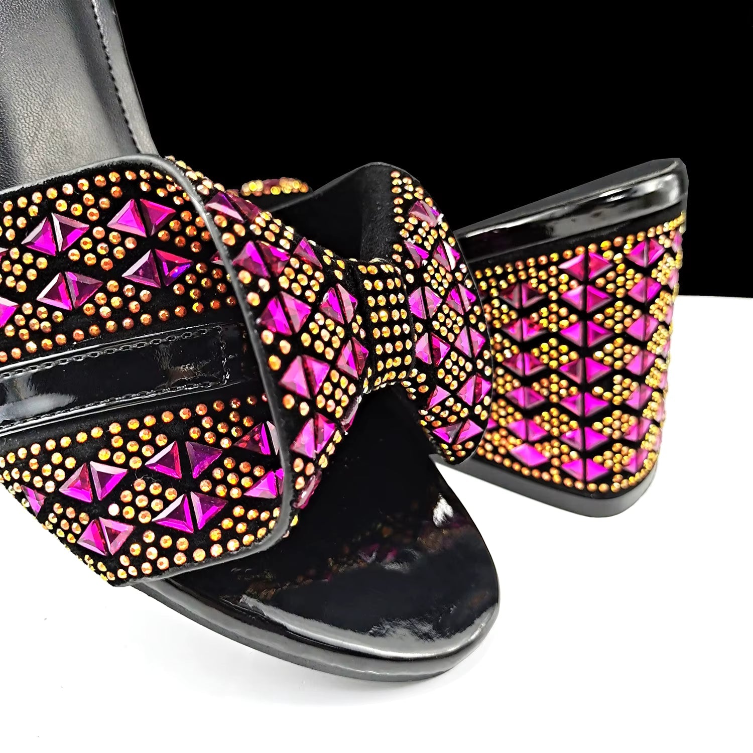 Rhinestone Decoration Bags and Peep Toe High Heels Banquet Shoes Mssza