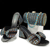 Rhinestone Decoration Bags and Peep Toe High Heels Banquet Shoes Mssza