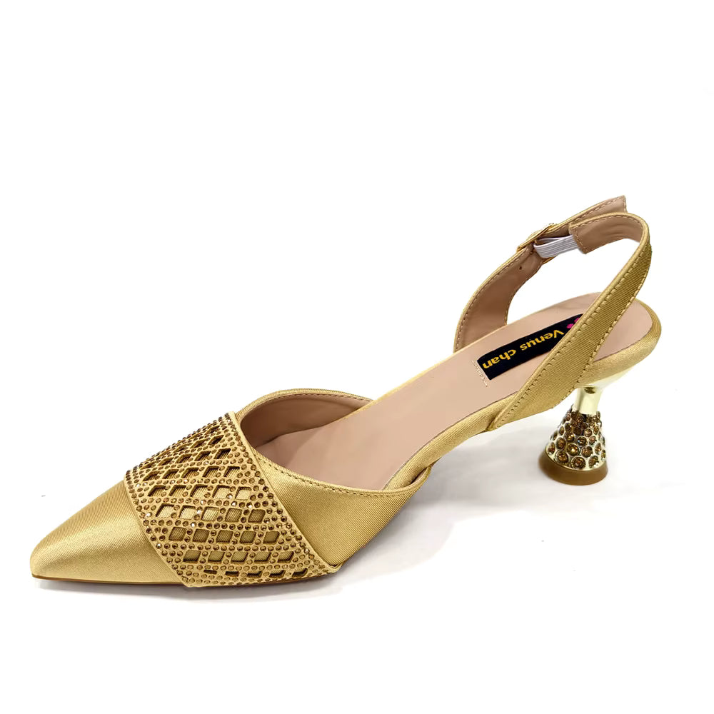 Rhinestone-Embellished Party High Heels for Special Occasions Shoes With Matching Handbag Mssza