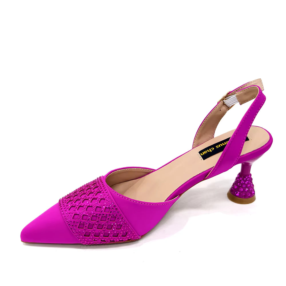 Rhinestone-Embellished Party High Heels for Special Occasions Shoes With Matching Handbag Mssza