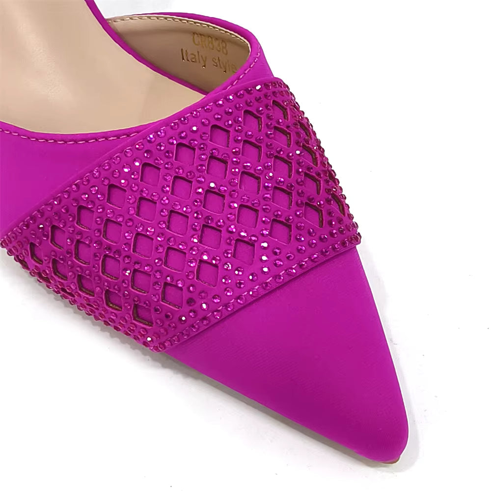 Rhinestone-Embellished Party High Heels for Special Occasions Shoes With Matching Handbag Mssza