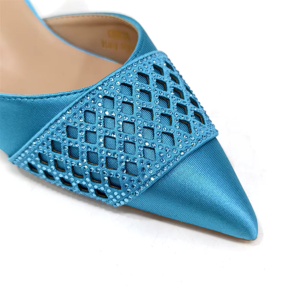 Rhinestone-Embellished Party High Heels for Special Occasions Shoes With Matching Handbag Mssza