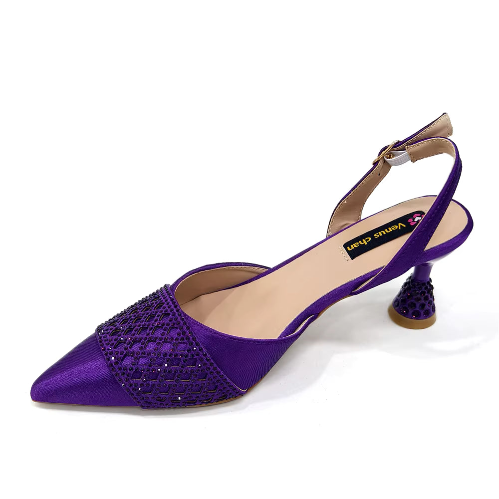 Rhinestone-Embellished Party High Heels for Special Occasions Shoes With Matching Handbag Mssza