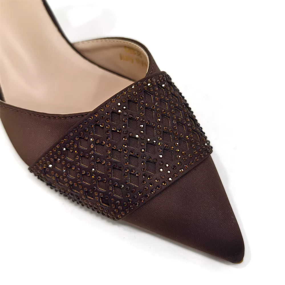 Rhinestone-Embellished Party High Heels for Special Occasions Shoes With Matching Handbag Mssza