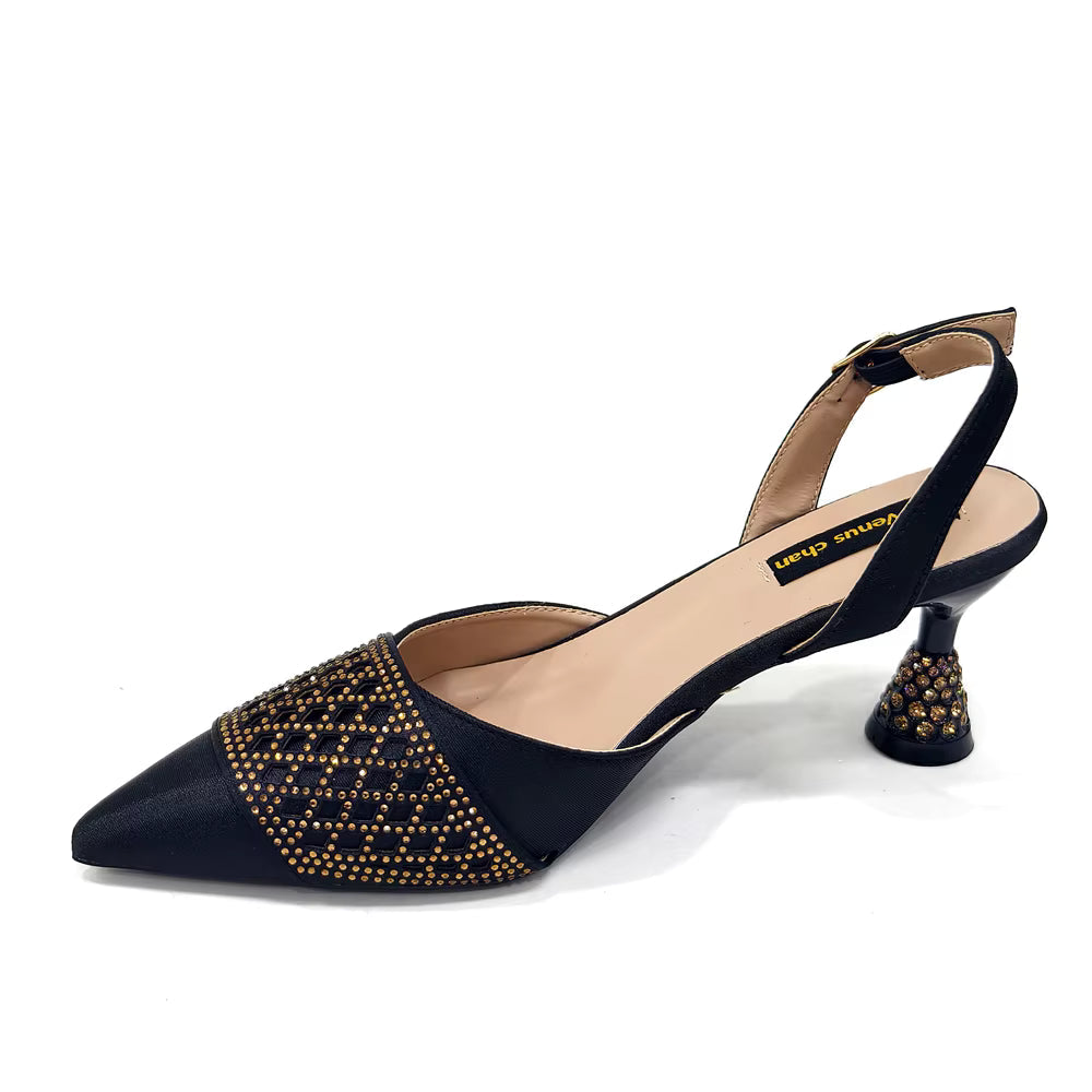 Rhinestone-Embellished Party High Heels for Special Occasions Shoes With Matching Handbag Mssza