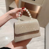 Rhinestone Solid Beading Square Pearl Shiny Flip Bridal Evening Party Clutch Bag Mssza