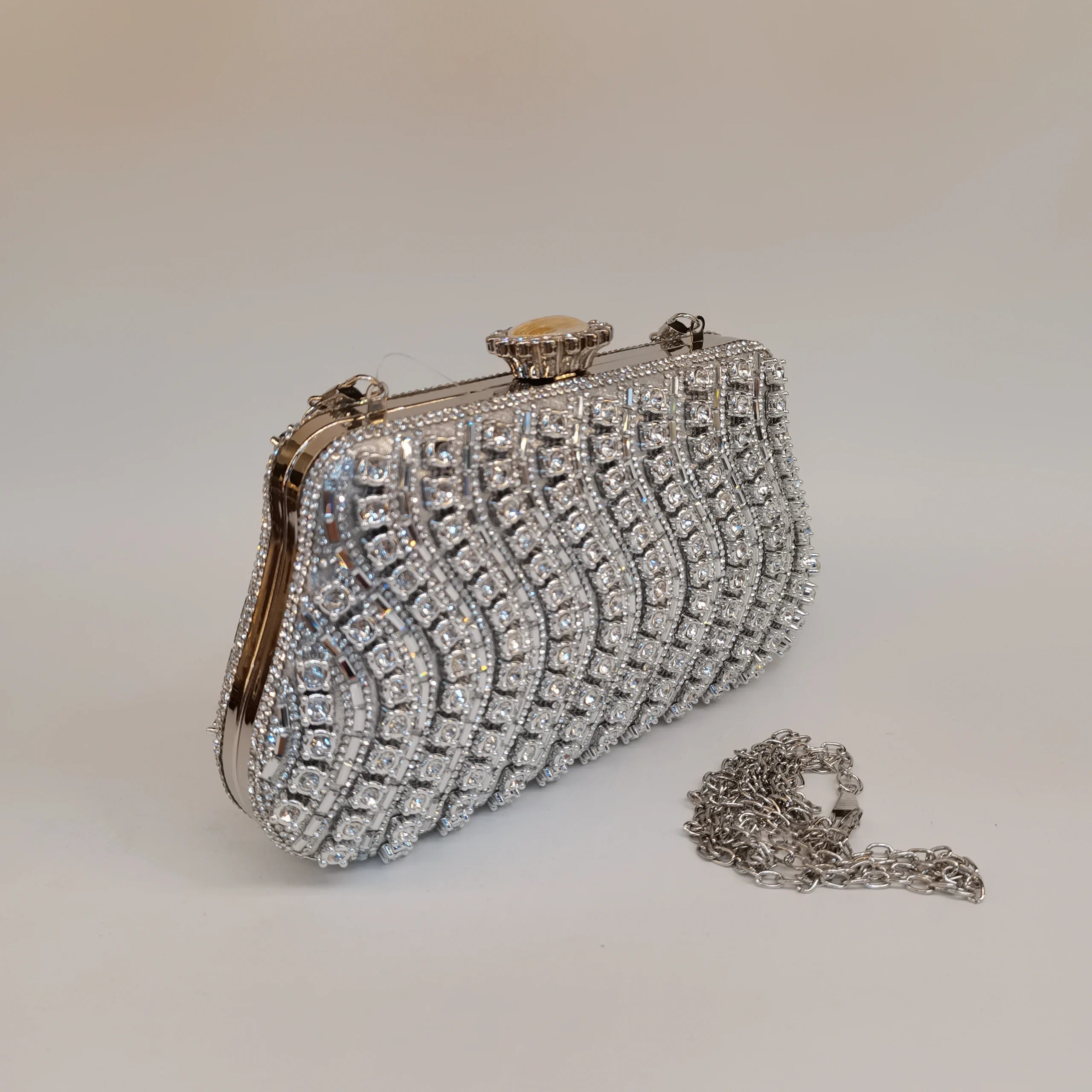 Rhinestones Beading Zipper Hasp Wedding Party Clutch Purse Bag Mssza