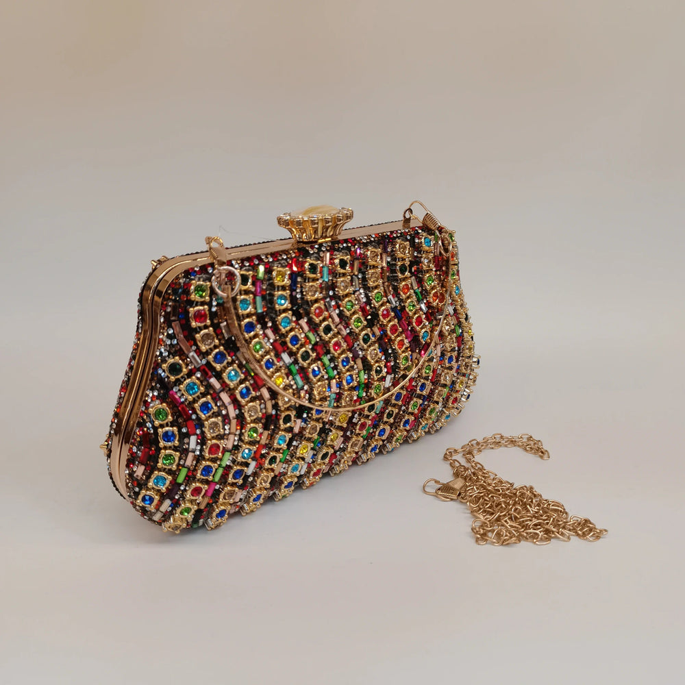 Rhinestones Beading Zipper Hasp Wedding Party Clutch Purse Bag Mssza