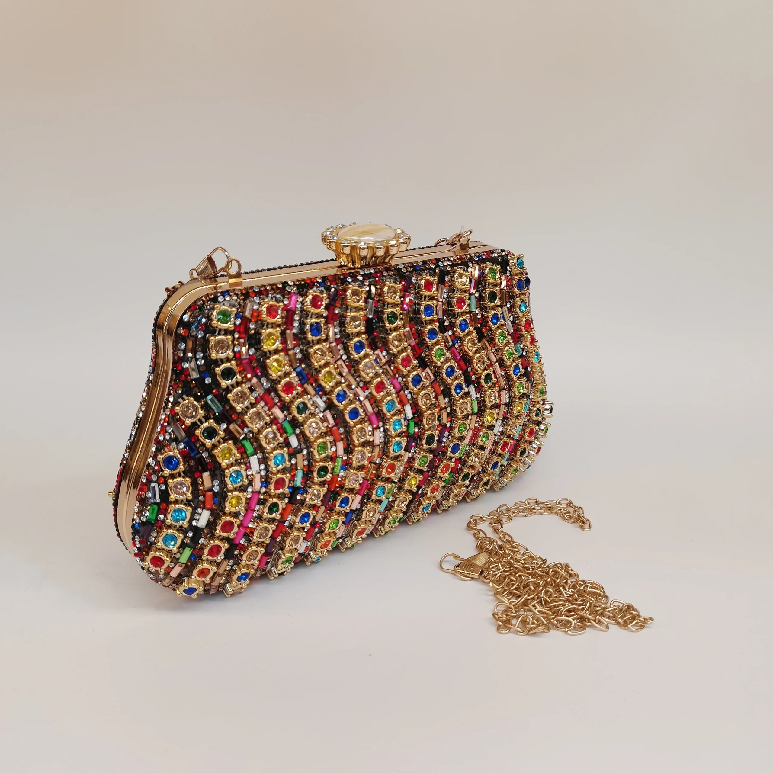 Rhinestones Beading Zipper Hasp Wedding Party Clutch Purse Bag Mssza