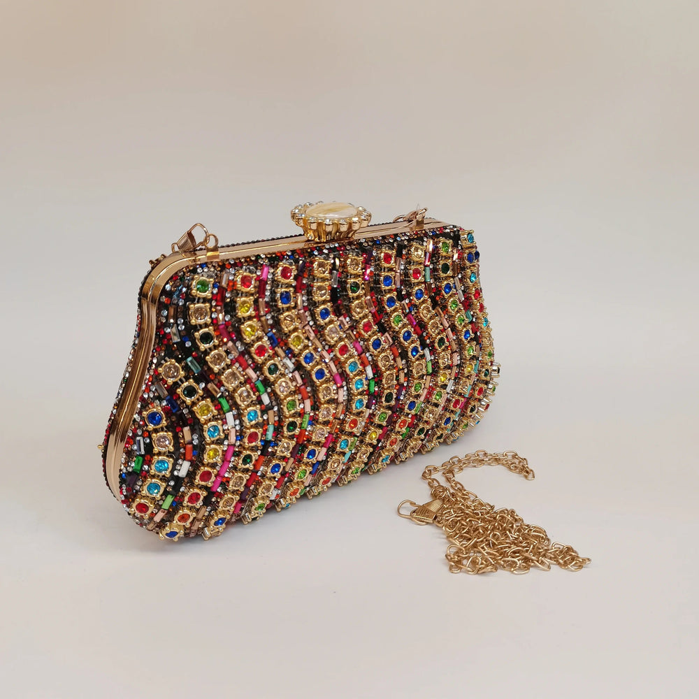 Rhinestones Beading Zipper Hasp Wedding Party Clutch Purse Bag Mssza