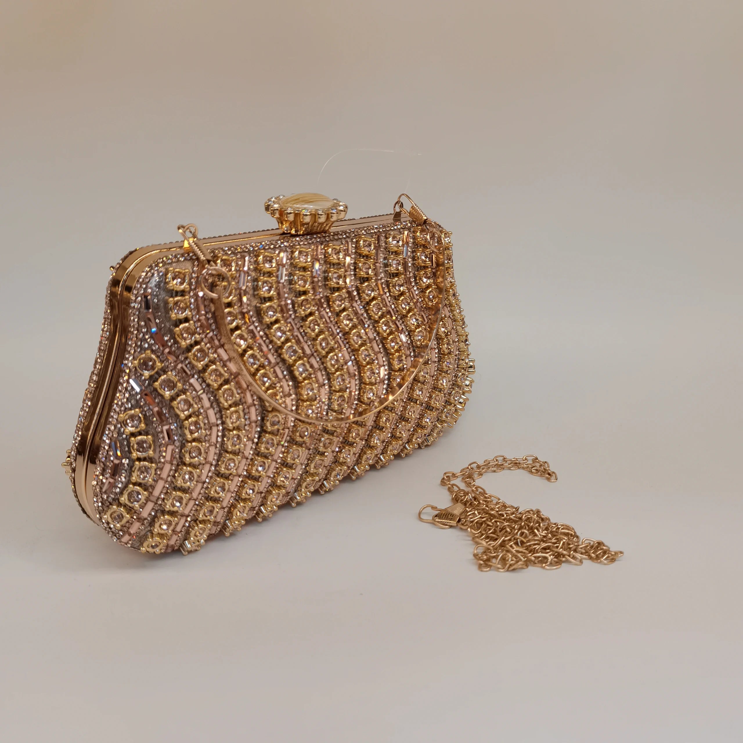 Rhinestones Beading Zipper Hasp Wedding Party Clutch Purse Bag Mssza