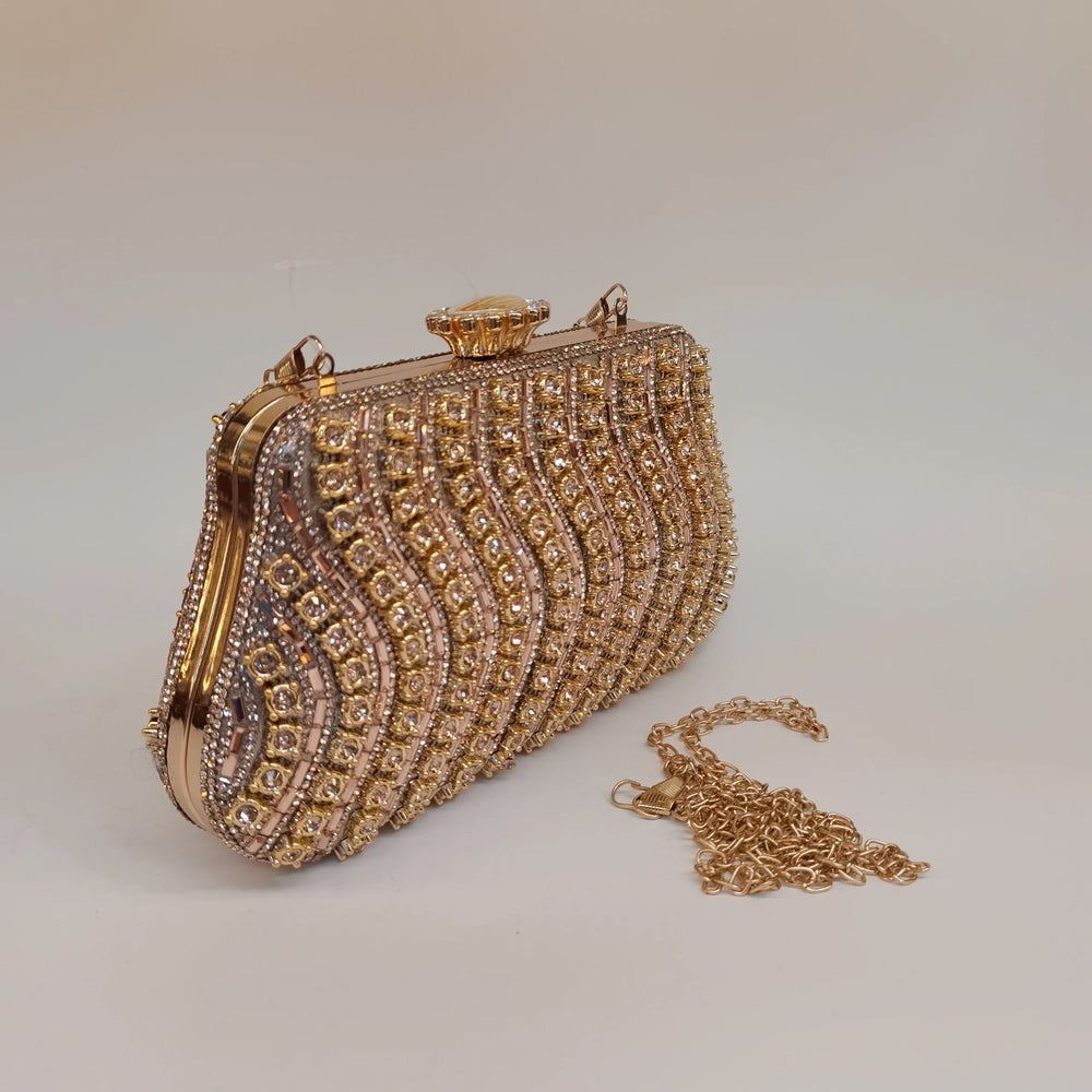 Rhinestones Beading Zipper Hasp Wedding Party Clutch Purse Bag Mssza