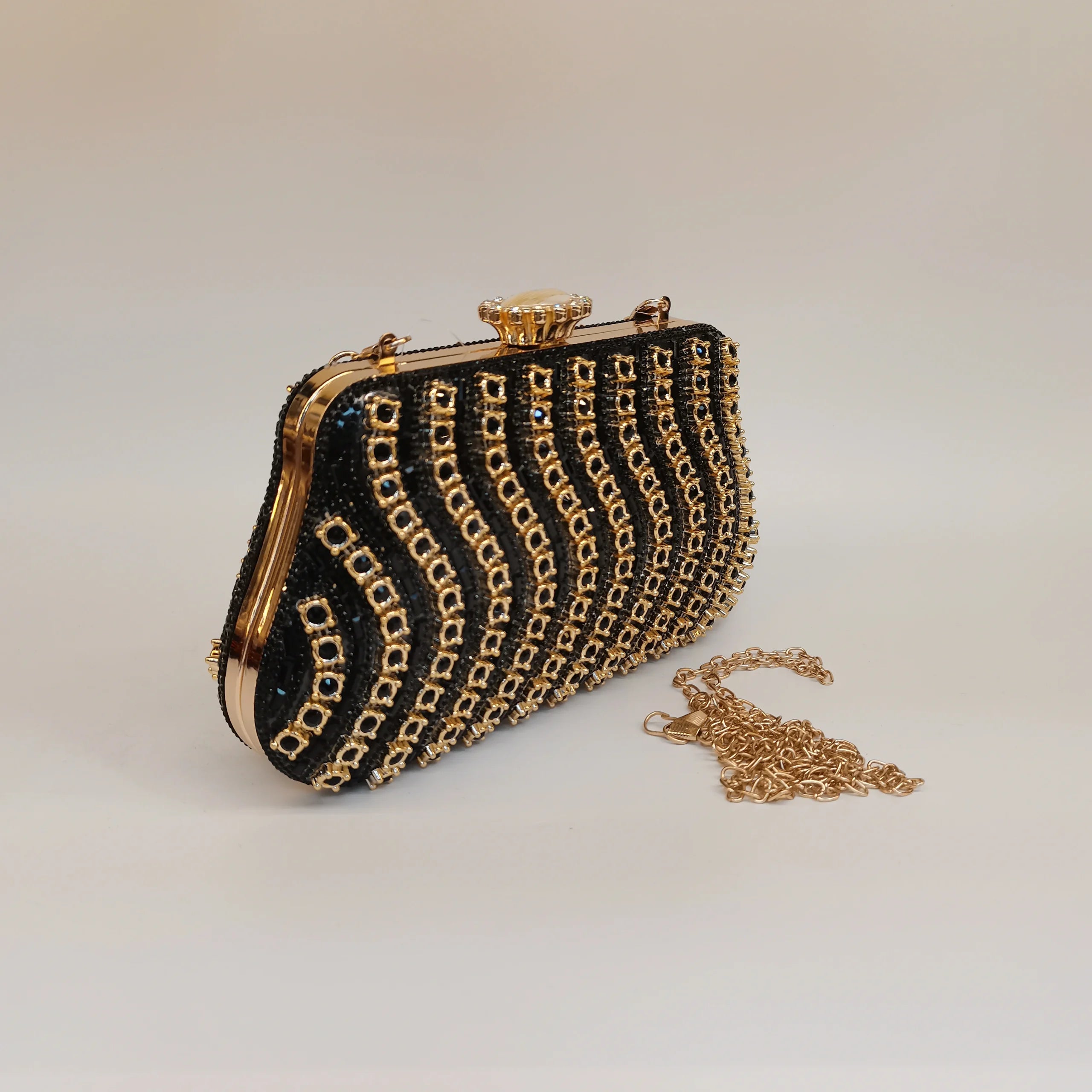 Rhinestones Beading Zipper Hasp Wedding Party Clutch Purse Bag Mssza