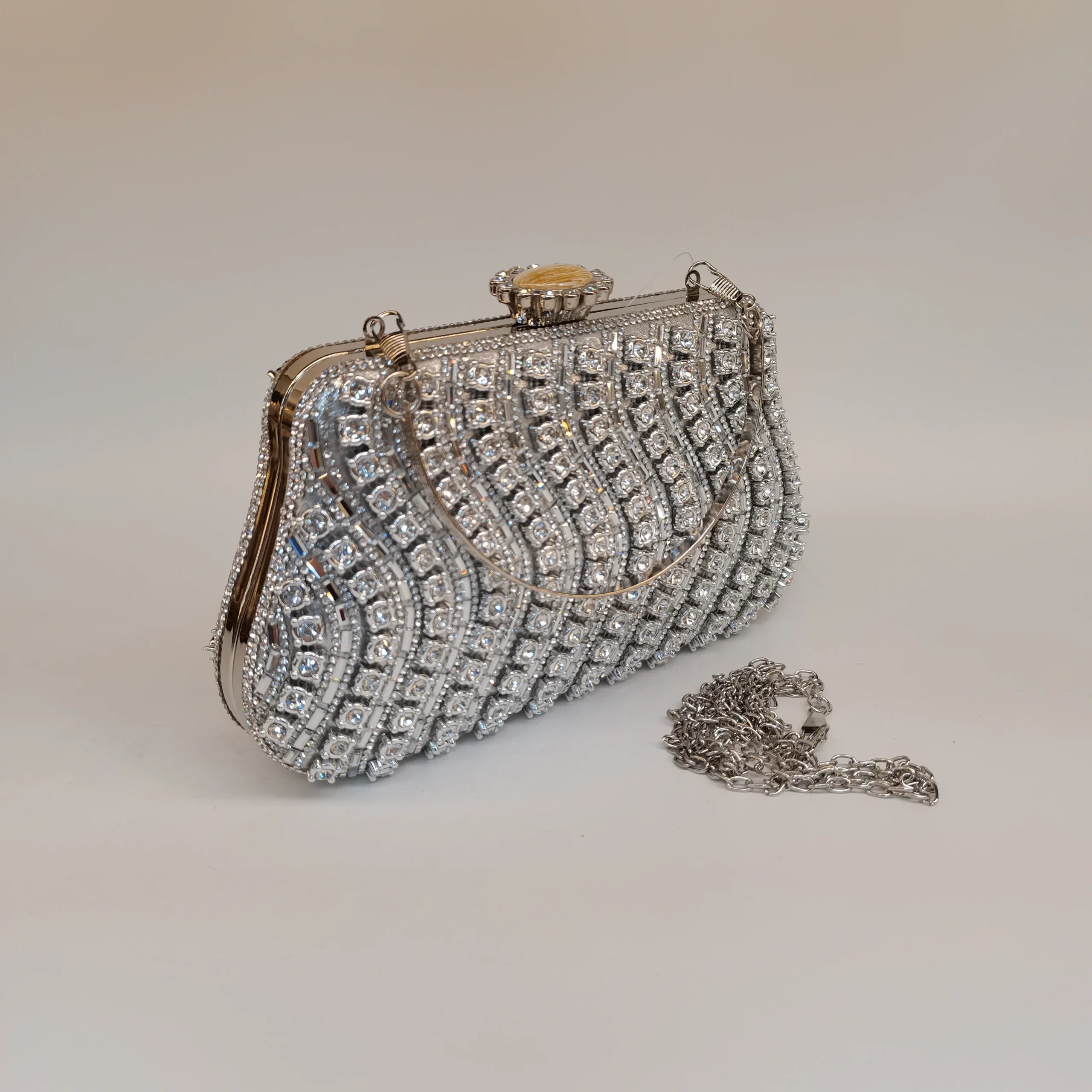 Rhinestones Beading Zipper Hasp Wedding Party Clutch Purse Bag Mssza