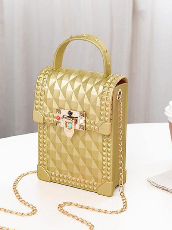 Rhombic Pattern Chain Crossbody Phone Bag Mssza